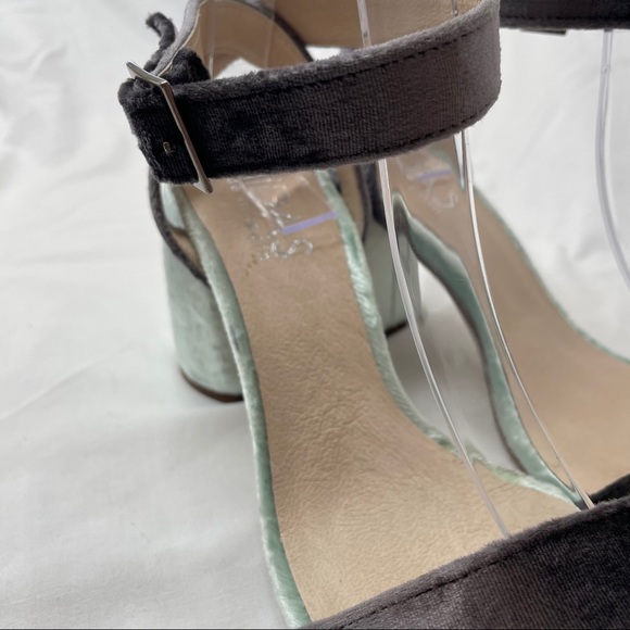 Midas Block Heel Sandals Blue Velvet Strappy - Picture 8 of 11